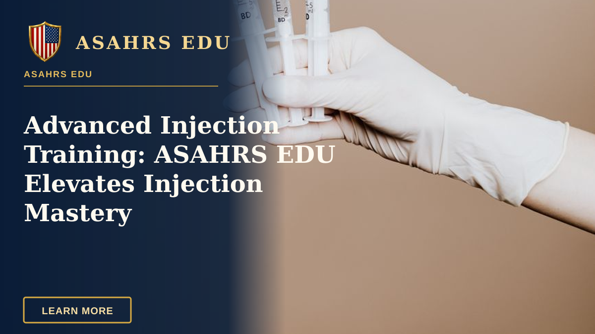 Advanced Injection Training: ASAHRS EDU Elevates Injection Mastery — Close-up of gloved hand holding sterile syringes, symbolizing healthcare and vaccination.