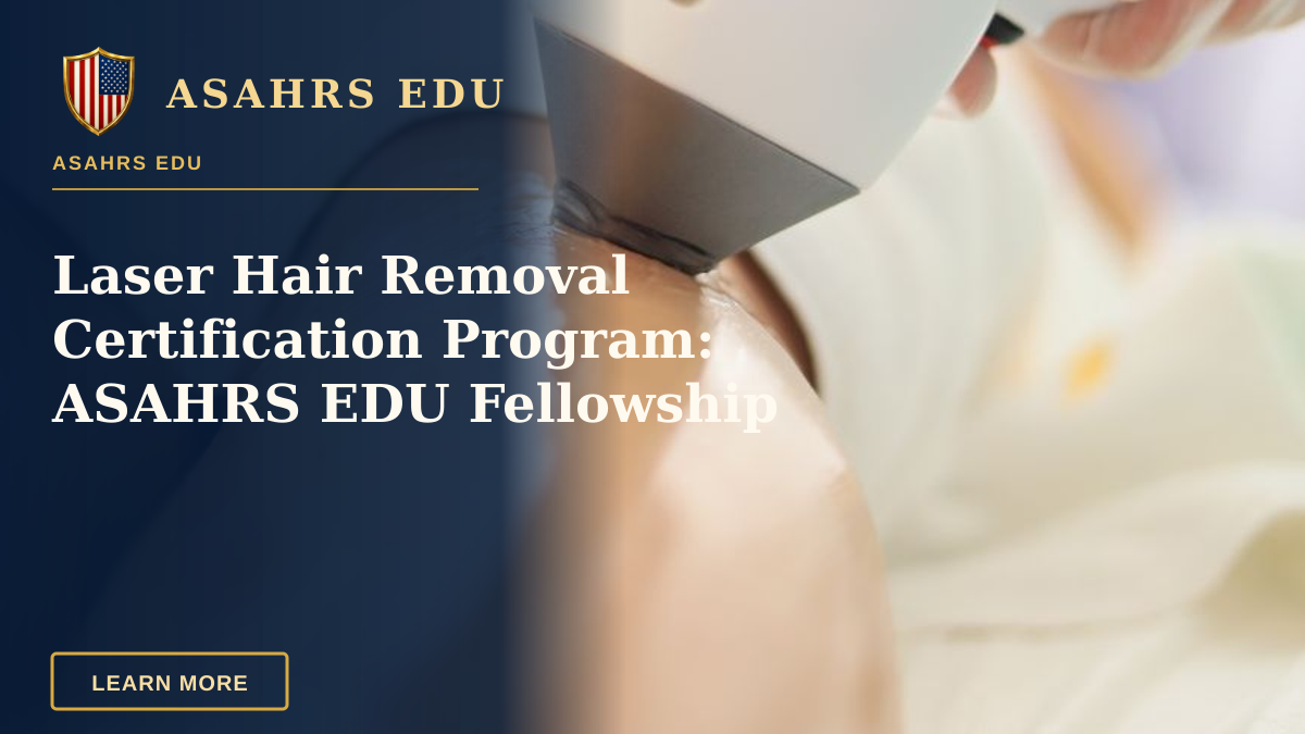 Laser Hair Removal Certification Program: ASAHRS EDU Fellowship — Close-up of laser hair removal on woman's leg in professional spa setting.