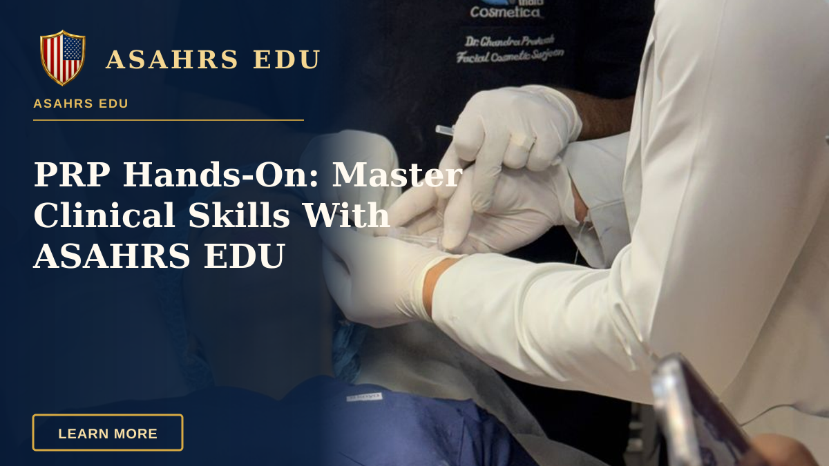 PRP Hands-On: Master Clinical Skills With ASAHRS EDU — A team of professionals performs a cosmetic treatment in a clinic, emphasizing precision and care.