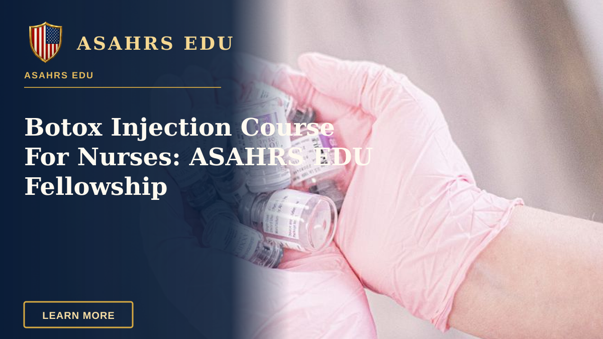 Botox Injection Course For Nurses: ASAHRS EDU Fellowship — Aesthetic nurse wearing pink gloves holding vials of injectable treatments, symbolizing modern beauty care.