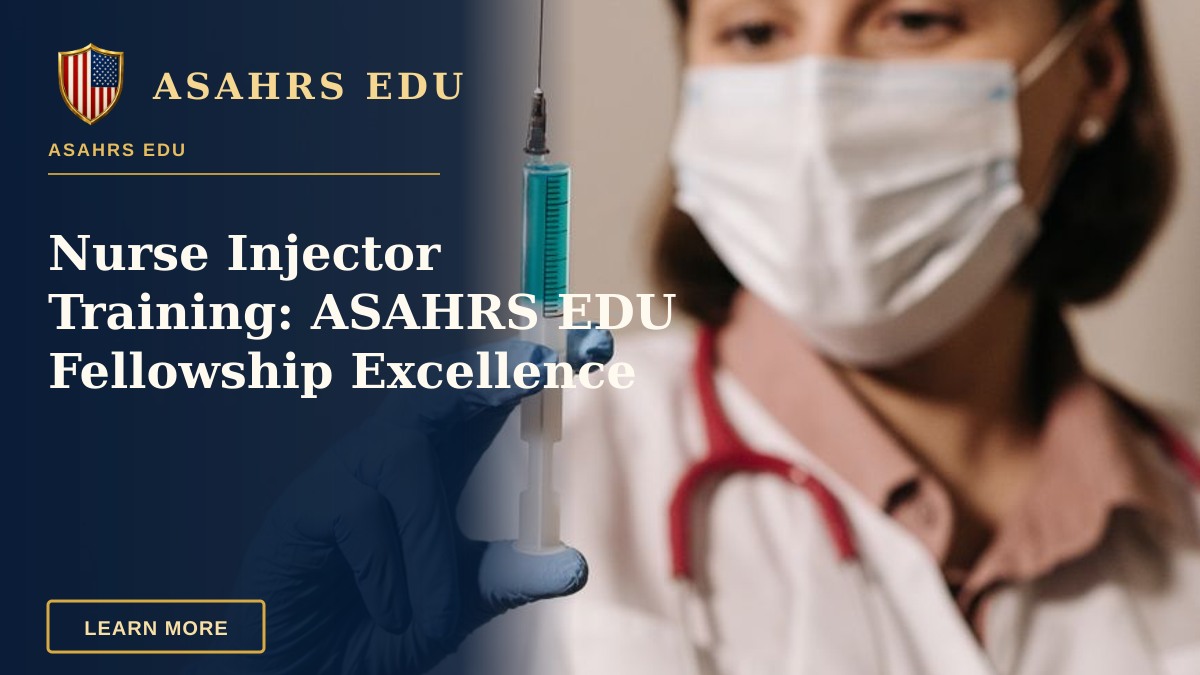 Nurse Injector Training: ASAHRS EDU Fellowship Excellence — Medical professional with gloves holds a syringe, ready for vaccination.