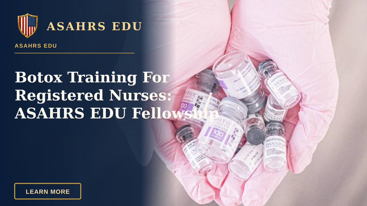 Botox Training For Registered Nurses: ASAHRS EDU Fellowship — Close-up of hands in pink gloves holding cosmetic treatment vials, symbolizing modern aesthetics.