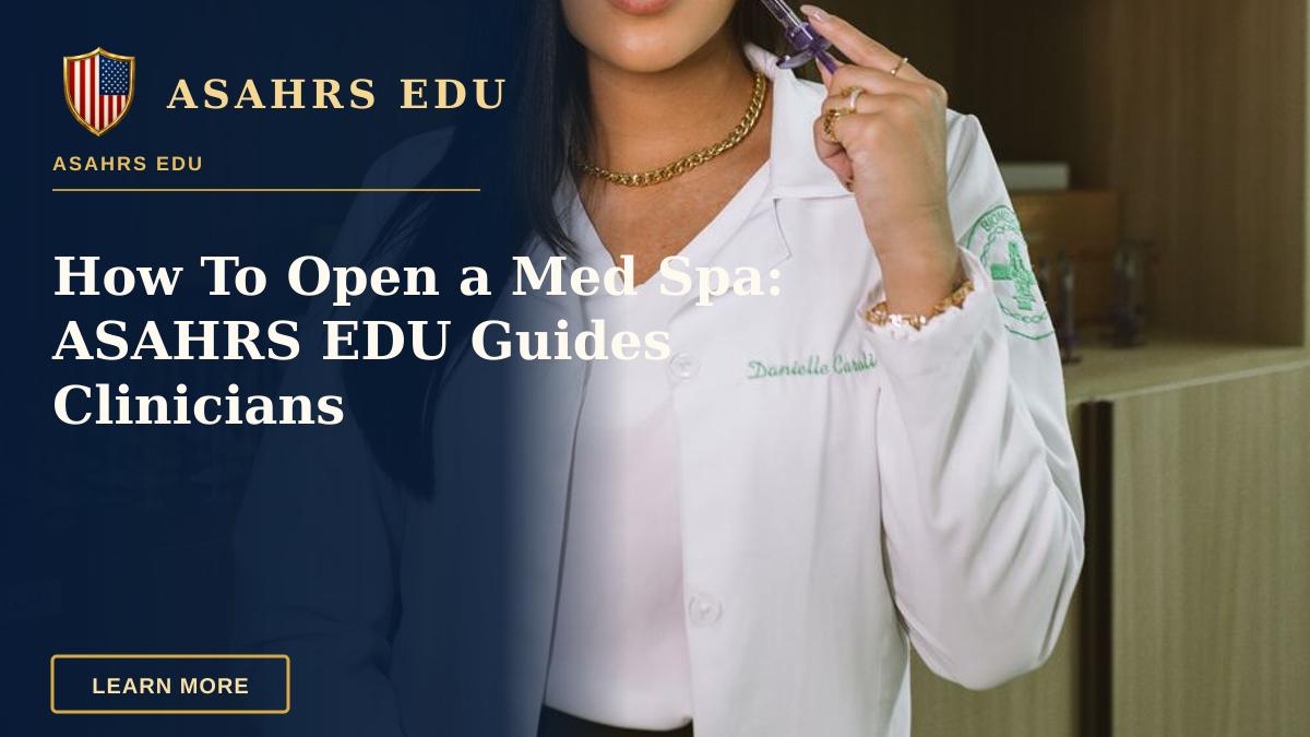 How To Open a Med Spa: ASAHRS EDU Guides Clinicians — Young beautician in clinic holding a syringe, showcasing aesthetic medicine professionalism.