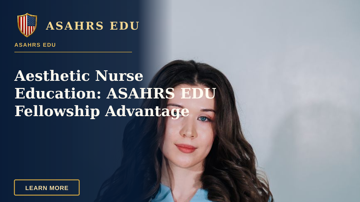 Aesthetic Nurse Education: ASAHRS EDU Fellowship Advantage — Young female student in blue uniform holding a pharmacology textbook against a neutral background.