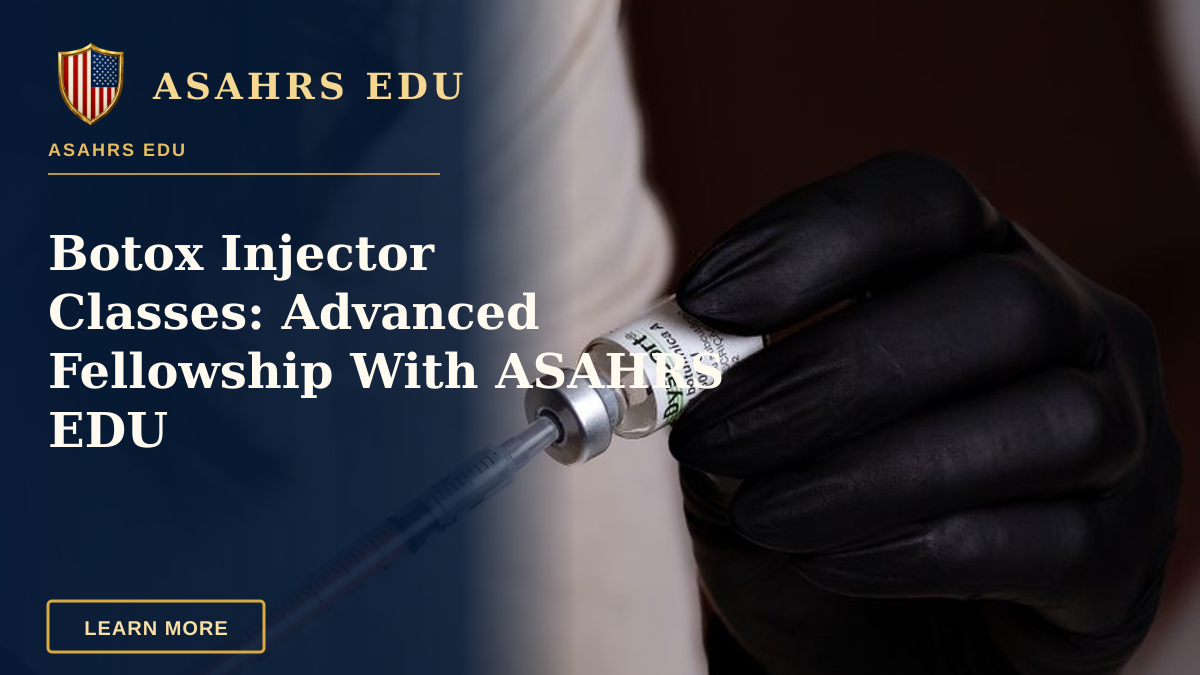 Botox Injector Classes: Advanced Fellowship With ASAHRS EDU — Close-up of a professional preparing a cosmetic injection with botulinum toxin in Belo Horizonte.