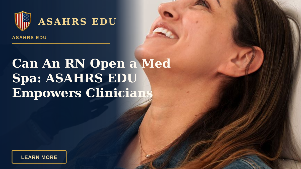 Can An RN Open a Med Spa: ASAHRS EDU Empowers Clinicians — A woman in a denim jacket smiles as she receives a cosmetic injection in a med spa setting.
