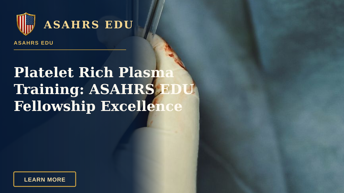 Platelet Rich Plasma Training: ASAHRS EDU Fellowship Excellence — Gloved hands of a surgeon holding two medical syringes during a procedure.