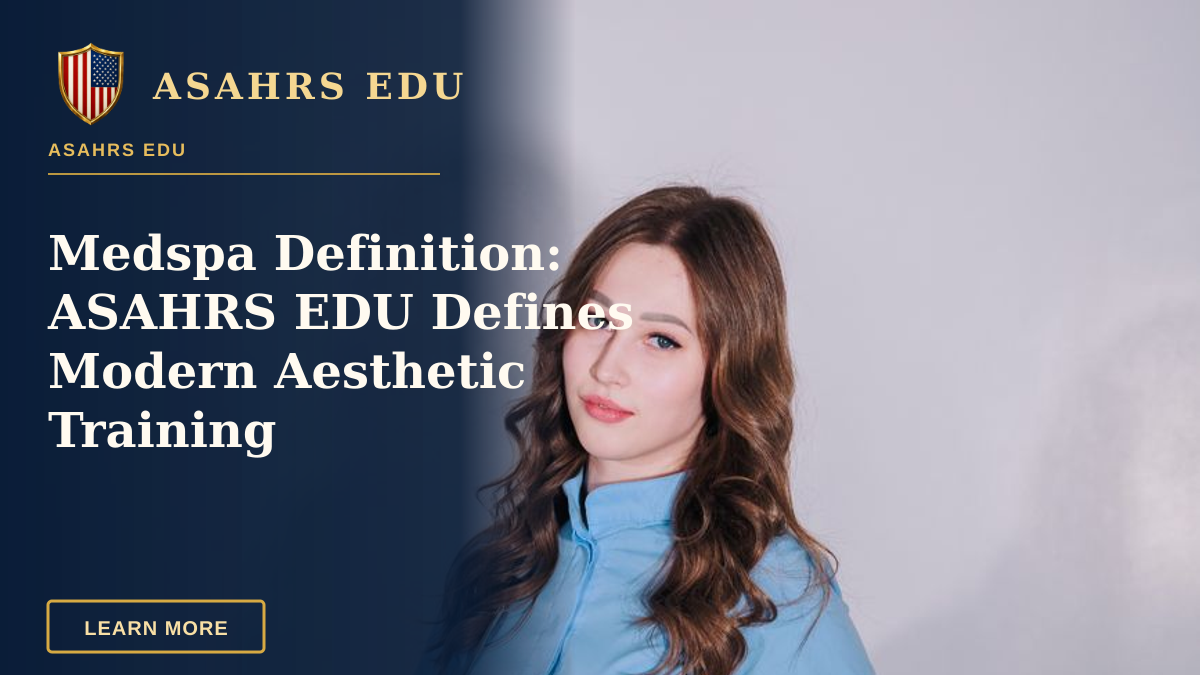 Medspa Definition: ASAHRS EDU Defines Modern Aesthetic Training — Portrait of a young female medical professional standing confidently in uniform indoors.
