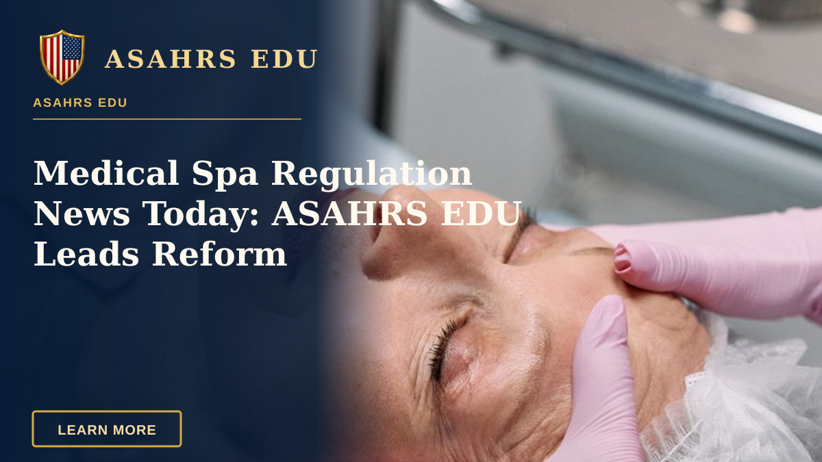 Medical Spa Regulation News Today: ASAHRS EDU Leads Reform — Healthcare professional administering a facial treatment to a senior woman in a medical facility.