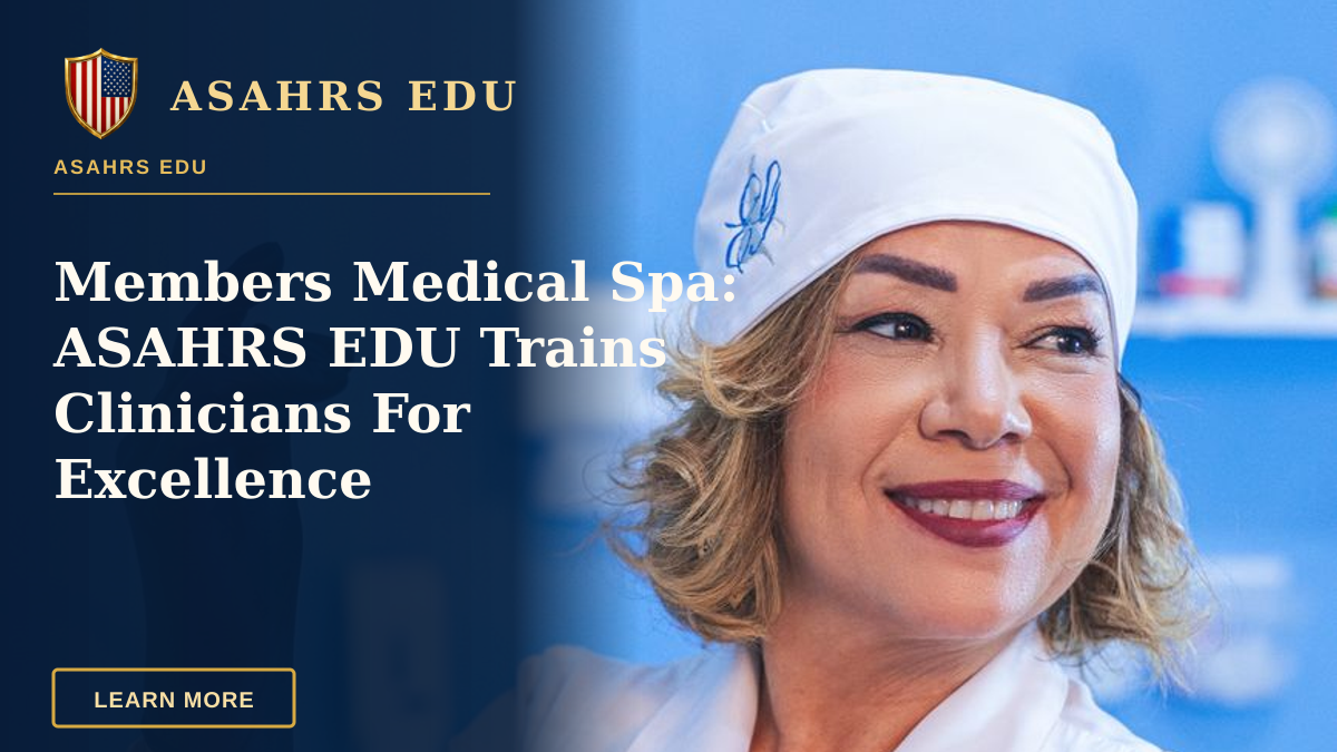 Members Medical Spa: ASAHRS EDU Trains Clinicians For Excellence — Female doctor wearing gloves in a medical clinic, ready for a procedure.