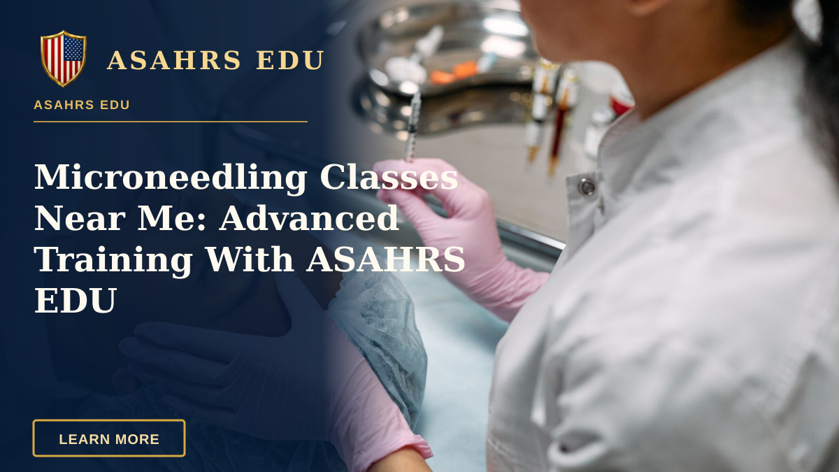 Microneedling Classes Near Me: Advanced Training With ASAHRS EDU — Professional administering skincare treatment with syringe indoors.