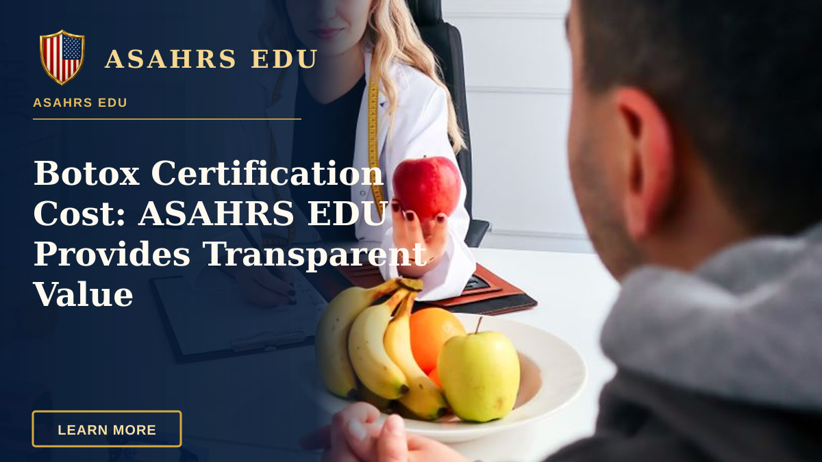 Botox Certification Cost: ASAHRS EDU Provides Transparent Value — A nutritionist advises a client about healthy eating in a modern office with fruits.