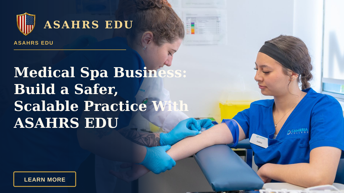 Medical Spa Business: Build a Safer, Scalable Practice With ASAHRS EDU — Nurses and a medical student practice blood draw in a clinical setting.