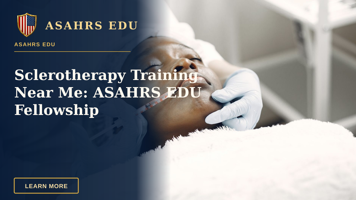 Sclerotherapy Training Near Me: ASAHRS EDU Fellowship — A beautician performs a delicate lip injection on a woman lying with eyes closed.