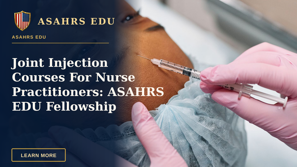 Joint Injection Courses For Nurse Practitioners: ASAHRS EDU Fellowship — Close-up of a woman receiving a cosmetic injection on her forehead in a clinical setting.