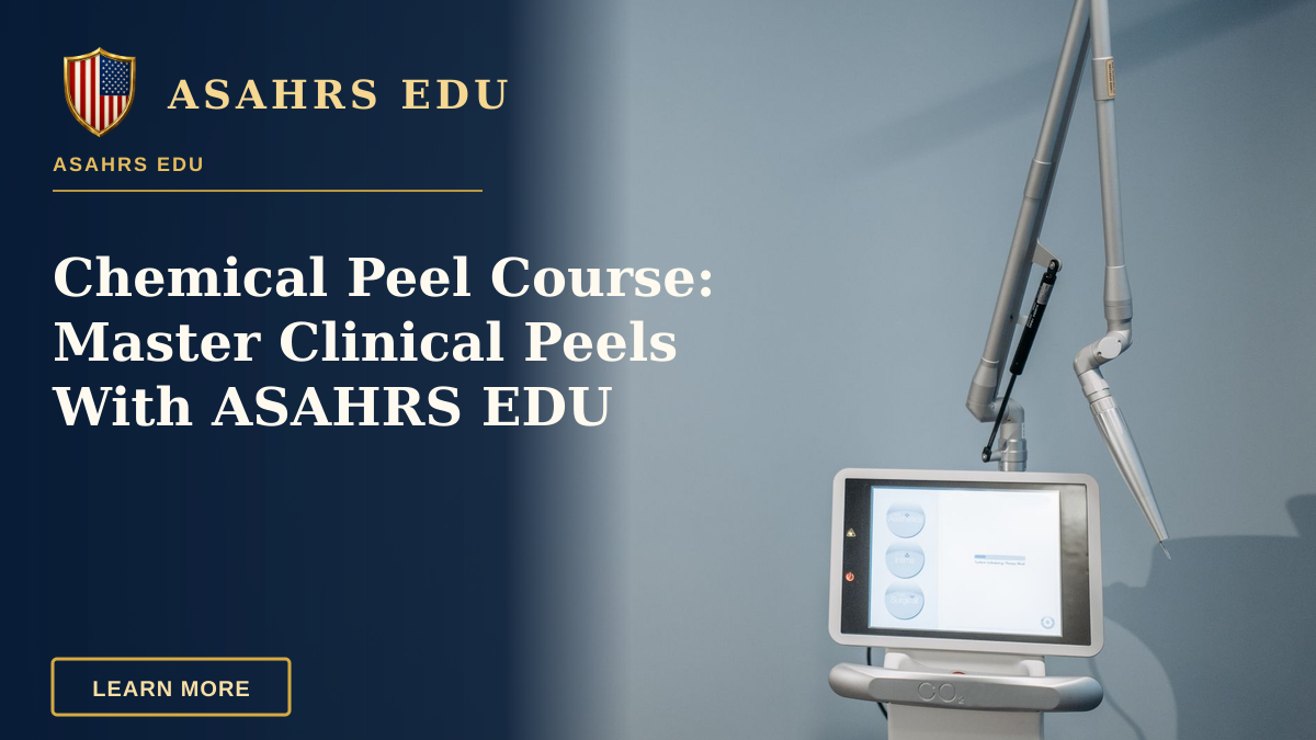 Chemical Peel Course: Master Clinical Peels With ASAHRS EDU — A high-tech medical device with a tablet screen in a clinical environment.