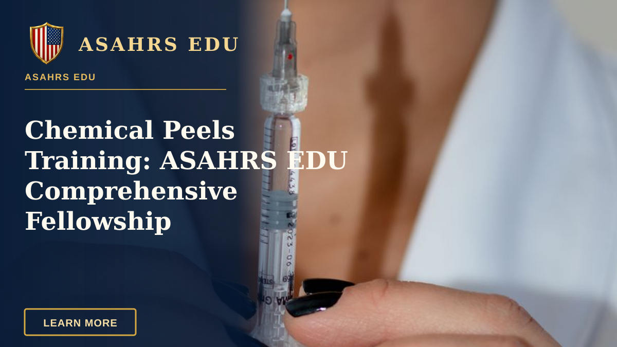 Chemical Peels Training: ASAHRS EDU Comprehensive Fellowship — Close-up of a woman with a syringe, highlighting aesthetics and healthcare themes.