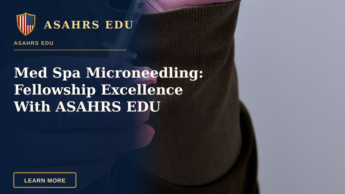 Med Spa Microneedling: Fellowship Excellence With ASAHRS EDU — A healthcare professional prepares a syringe with a vial, highlighting medical procedure.