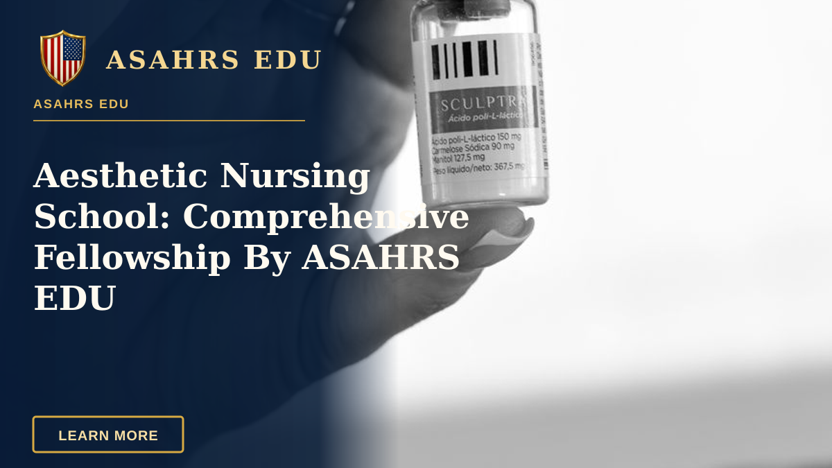 Aesthetic Nursing School: Comprehensive Fellowship By ASAHRS EDU — Close-up of a hand holding a cosmetic vial, black and white photo.