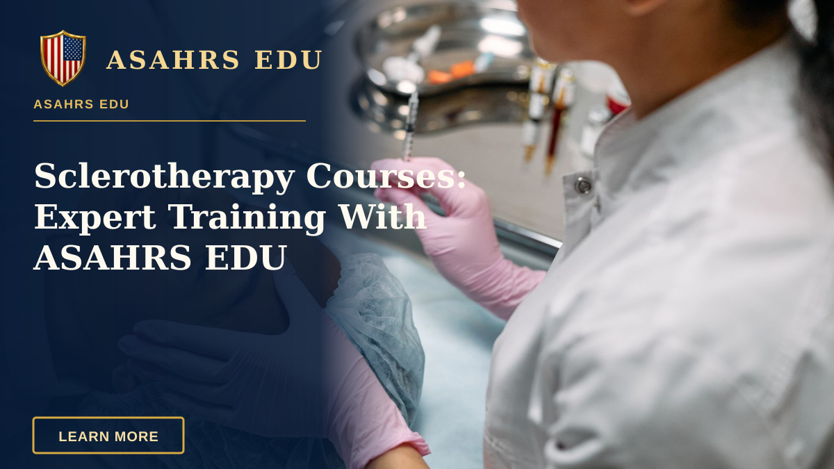 Sclerotherapy Courses: Expert Training With ASAHRS EDU — Professional administering skincare treatment with syringe indoors.