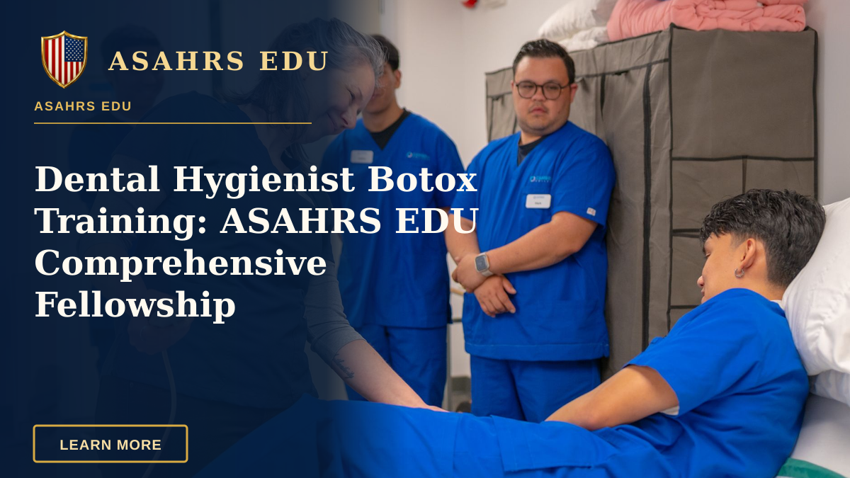 Dental Hygienist Botox Training: ASAHRS EDU Comprehensive Fellowship — Healthcare professionals in a training session using medical equipment indoors.