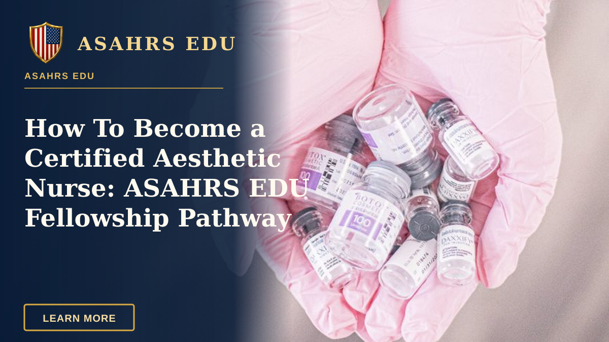How To Become a Certified Aesthetic Nurse: ASAHRS EDU Fellowship Pathway — Close-up of hands in pink gloves holding cosmetic treatment vials, symbolizing modern aesthetics.