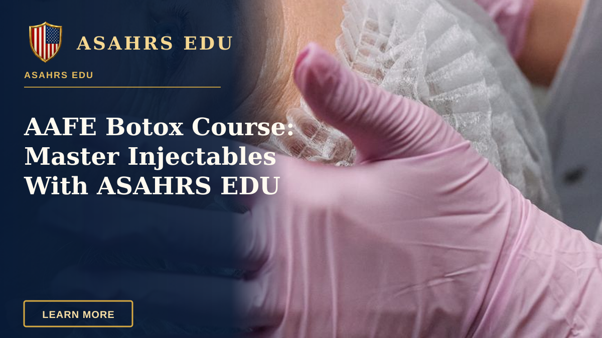AAFE Botox Course: Master Injectables With ASAHRS EDU — Close-up of a senior woman receiving a cosmetic injection in a clinical setting with gloves and a hairnet.