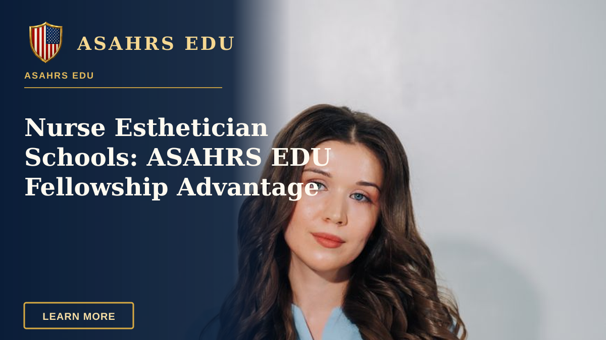 Nurse Esthetician Schools: ASAHRS EDU Fellowship Advantage — A young female nurse sitting calmly in a relaxed setting, wearing blue medical scrubs.