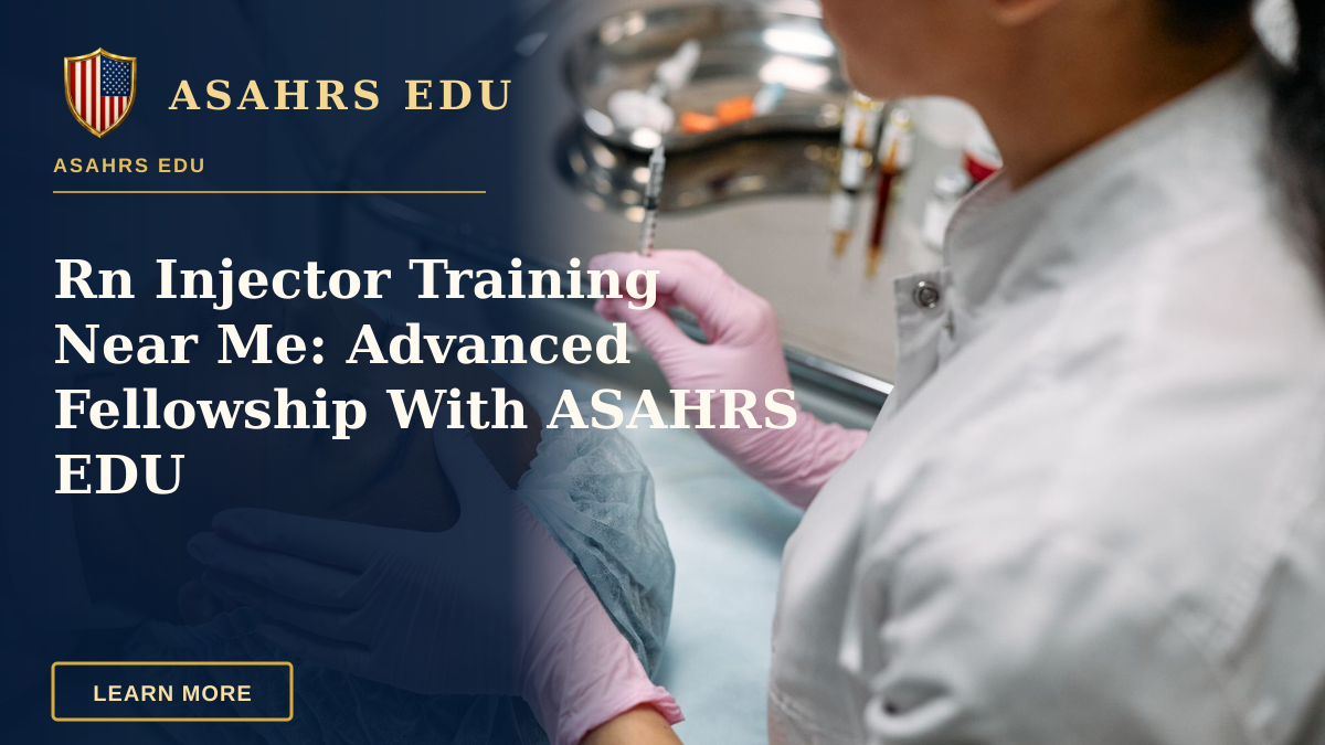 Rn Injector Training Near Me: Advanced Fellowship With ASAHRS EDU — Professional administering skincare treatment with syringe indoors.