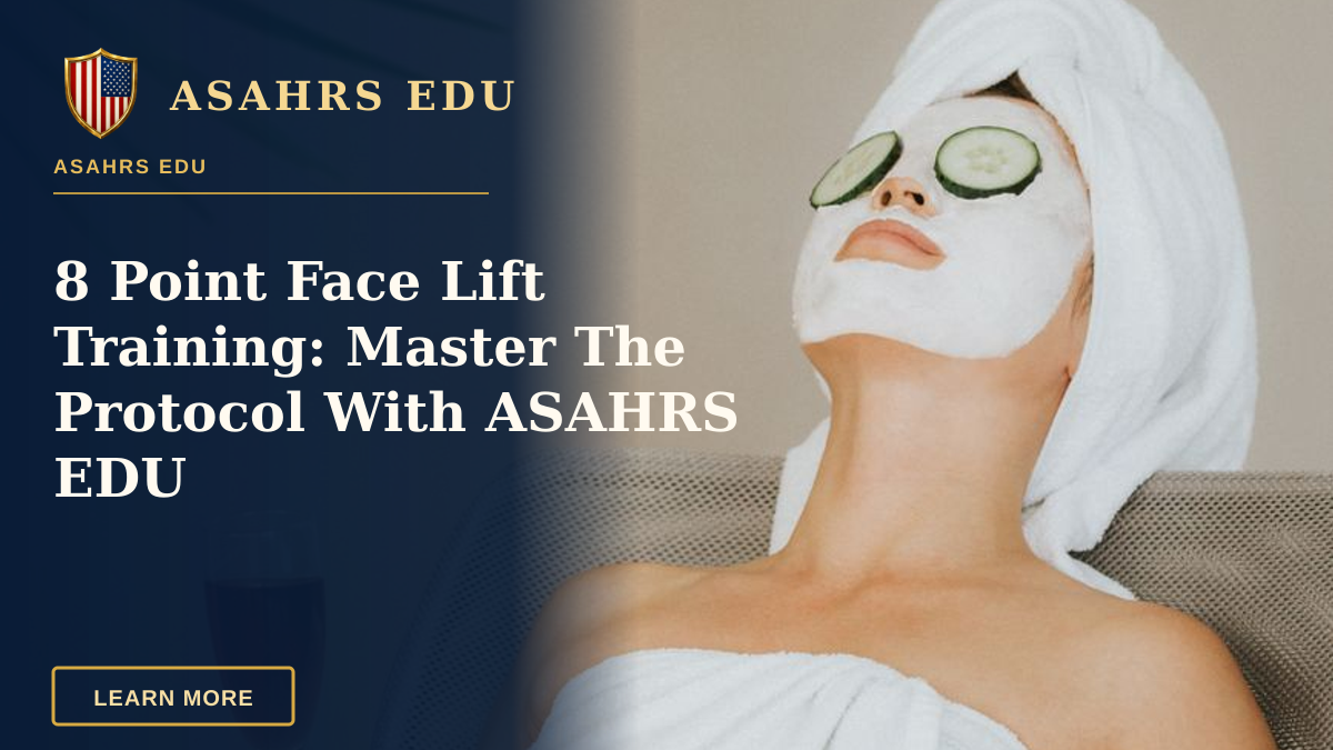 8 Point Face Lift Training: Master The Protocol With ASAHRS EDU — Woman enjoying a spa day with face mask, wine, and relaxation. Perfect for wellness themes.