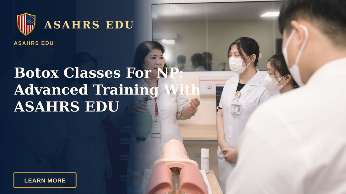 Botox Classes For NP: Advanced Training With ASAHRS EDU — Group of medical students practicing skills with a training mannequin in a classroom setting.
