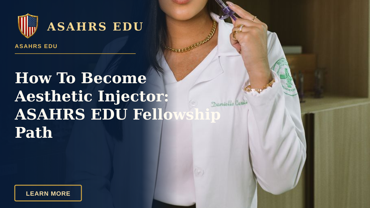 How To Become Aesthetic Injector: ASAHRS EDU Fellowship Path — Young beautician in clinic holding a syringe, showcasing aesthetic medicine professionalism.