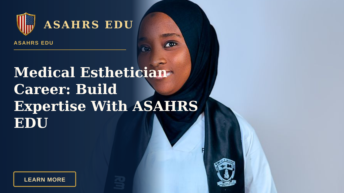 Medical Esthetician Career: Build Expertise With ASAHRS EDU — Confident female medical graduate wearing hijab and white uniform with graduation stole.