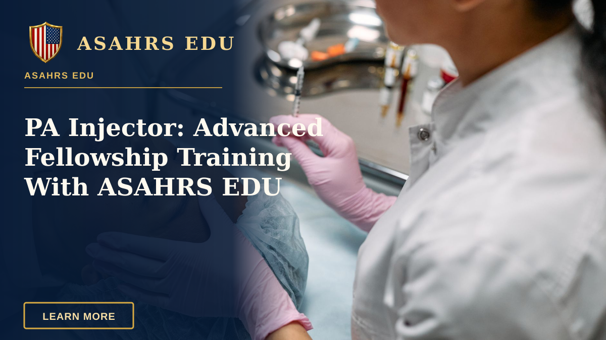PA Injector: Advanced Fellowship Training With ASAHRS EDU — Professional administering skincare treatment with syringe indoors.