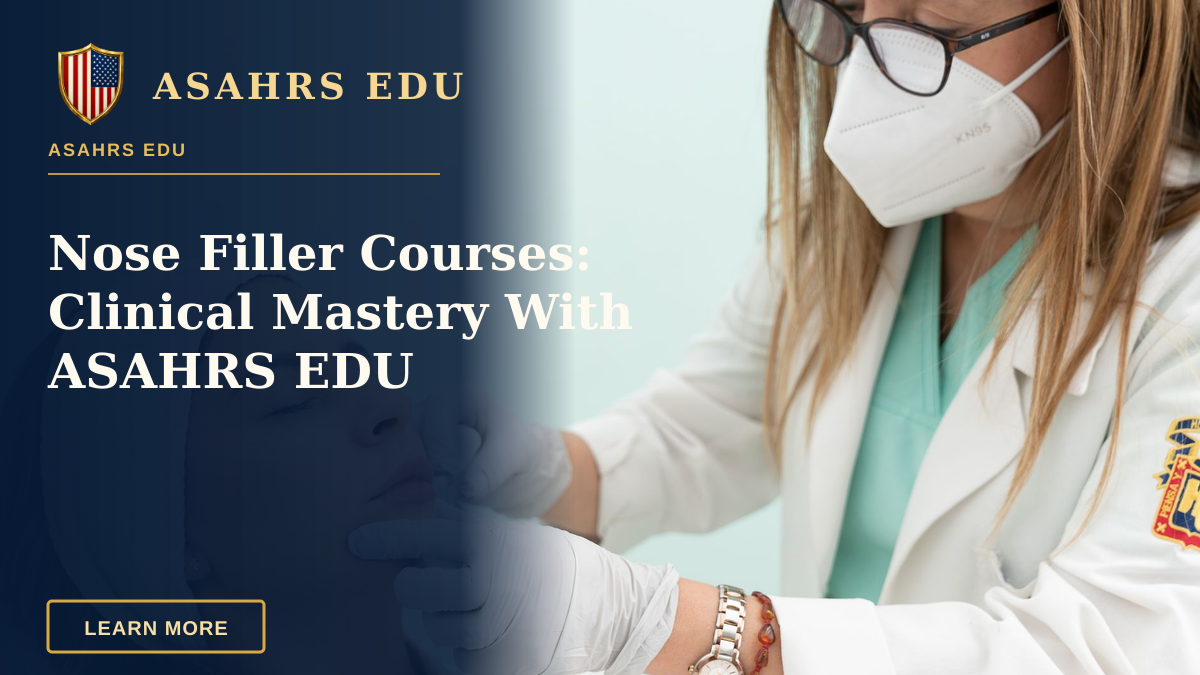 Nose Filler Courses: Clinical Mastery With ASAHRS EDU — Doctor performing cosmetic treatment on a woman with eyes closed in a clinical setting.