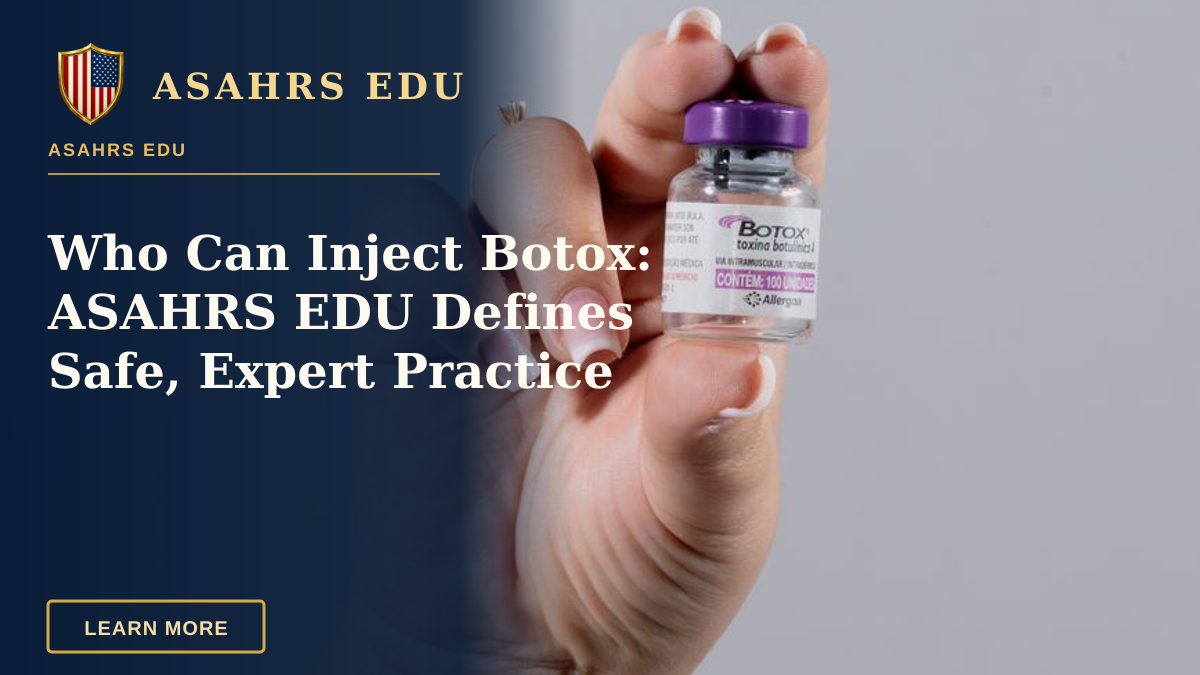 Who Can Inject Botox: ASAHRS EDU Defines Safe, Expert Practice — Close-up of a hand holding a Botox vial, ideal for healthcare stock images.