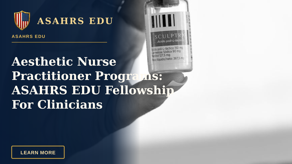 Aesthetic Nurse Practitioner Programs: ASAHRS EDU Fellowship For Clinicians — Close-up of a hand holding a cosmetic vial, black and white photo.