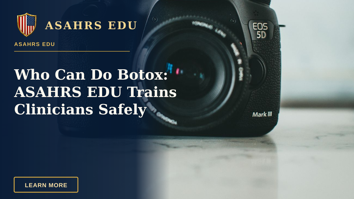 Who Can Do Botox: ASAHRS EDU Trains Clinicians Safely — High-quality Canon DSLR camera displayed elegantly on a marble surface.