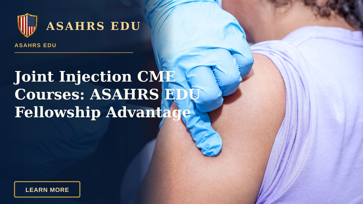 Joint Injection CME Courses: ASAHRS EDU Fellowship Advantage — Close-up shot of a healthcare professional giving a vaccine injection.