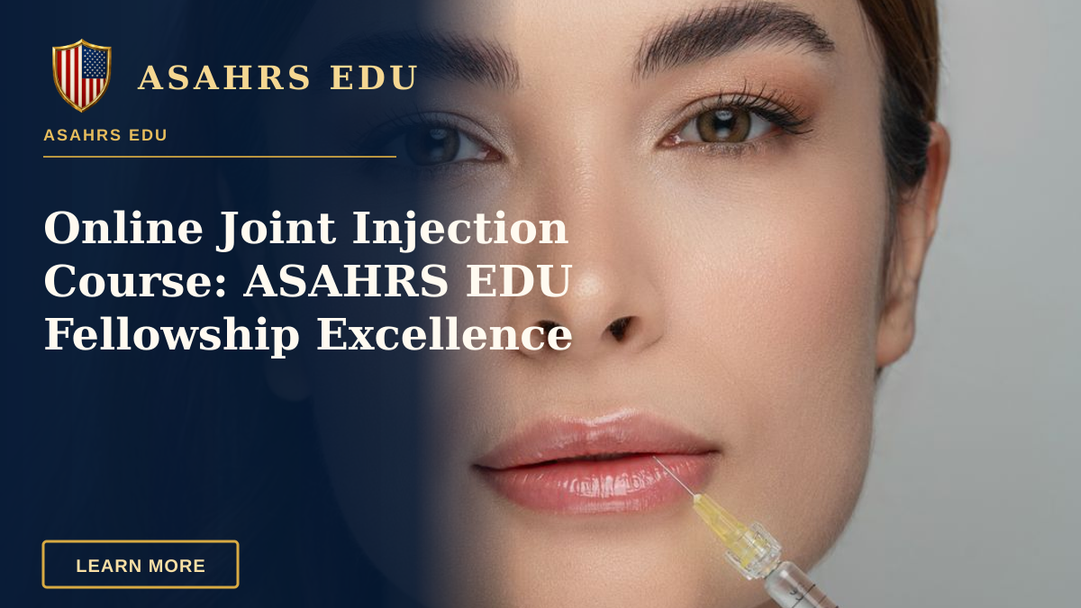 Online Joint Injection Course: ASAHRS EDU Fellowship Excellence — Woman receiving a cosmetic lip injection by a professional in a clinical setting.