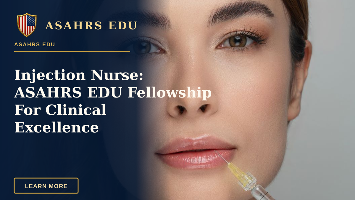 Injection Nurse: ASAHRS EDU Fellowship For Clinical Excellence — Woman receiving a cosmetic lip injection by a professional in a clinical setting.