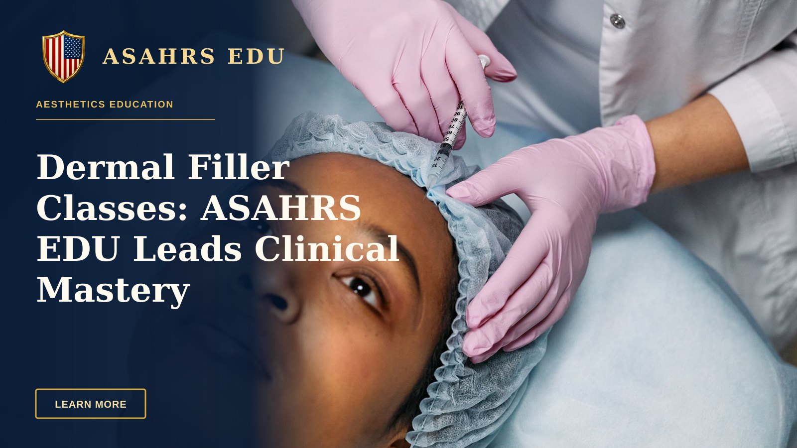 Dermal Filler Classes: ASAHRS EDU Leads Clinical Mastery — Close-up of a cosmetic procedure using injectables on a woman's forehead in a clinic setting.