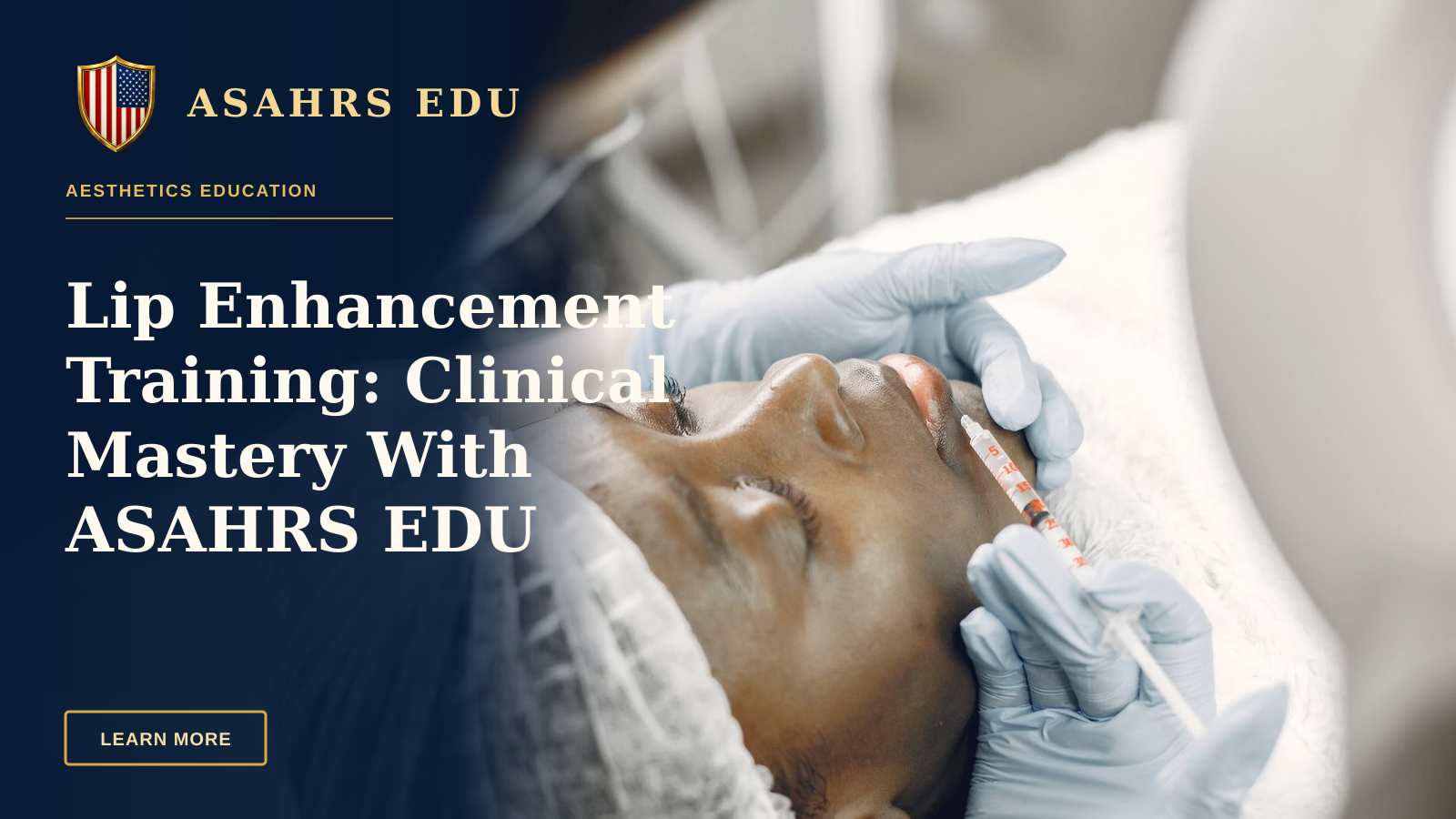 Lip Enhancement Training: Clinical Mastery With ASAHRS EDU — Close-up of a woman receiving a cosmetic lip injection in a clinic setting.