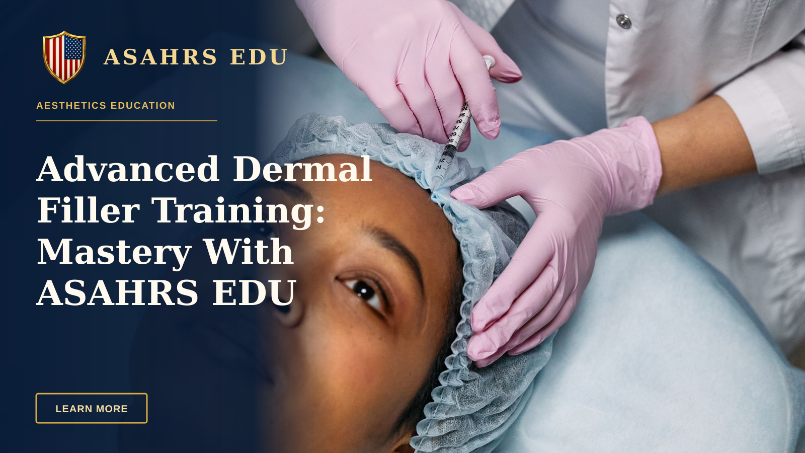 Advanced Dermal Filler Training: Mastery With ASAHRS EDU — Close-up of a cosmetic procedure using injectables on a woman's forehead in a clinic setting.