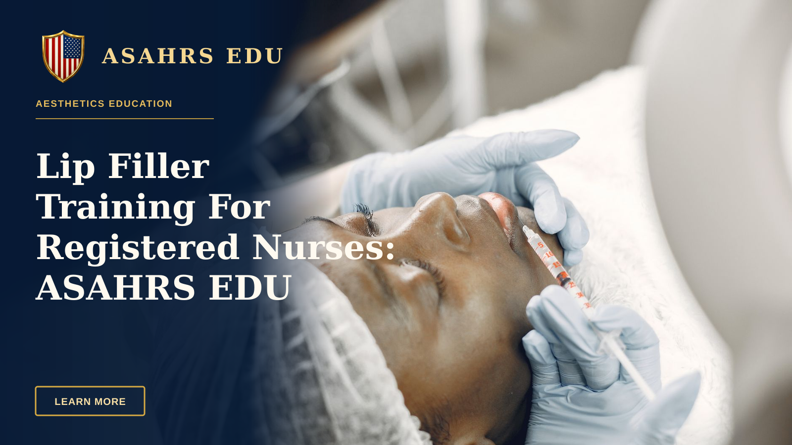 Lip Filler Training For Registered Nurses: ASAHRS EDU Fellowship — Close-up of a woman receiving a cosmetic lip injection in a clinic setting.
