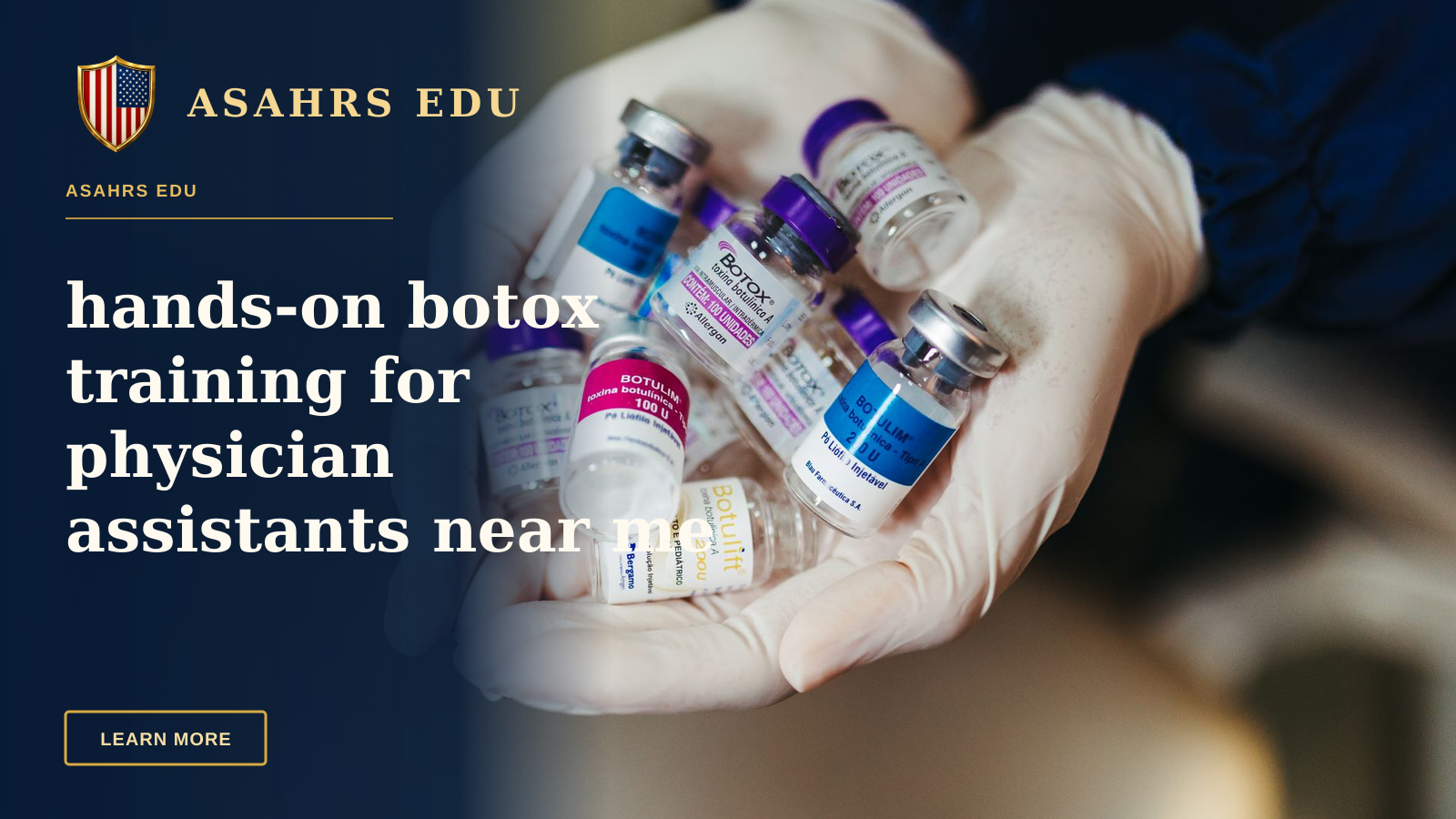 hands-on botox training for physician assistants near me — Close-up of gloved hands holding botulinum toxin vials in a laboratory, ideal for medical themes.