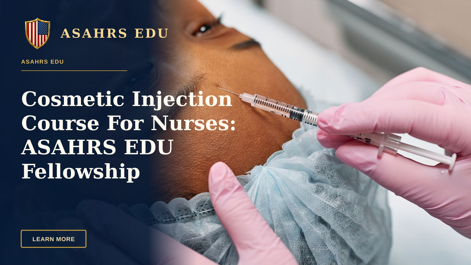 Cosmetic Injection Course For Nurses: ASAHRS EDU Fellowship Advantage — Close-up of a woman receiving a cosmetic injection on her forehead in a clinical setting.