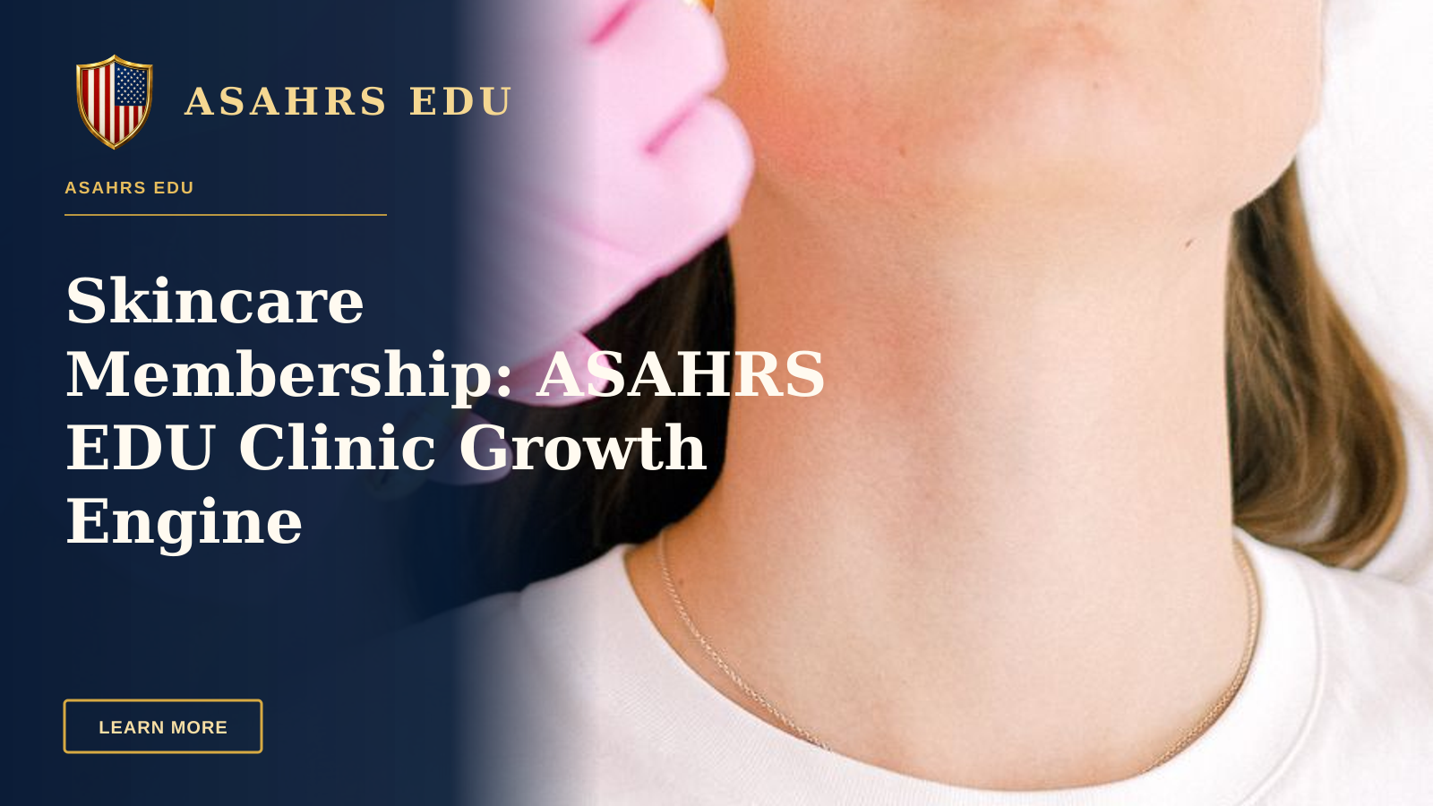 Skincare Membership: ASAHRS EDU Clinic Growth Engine — A woman receiving a skincare treatment with a beauty tool in a clinic setting.