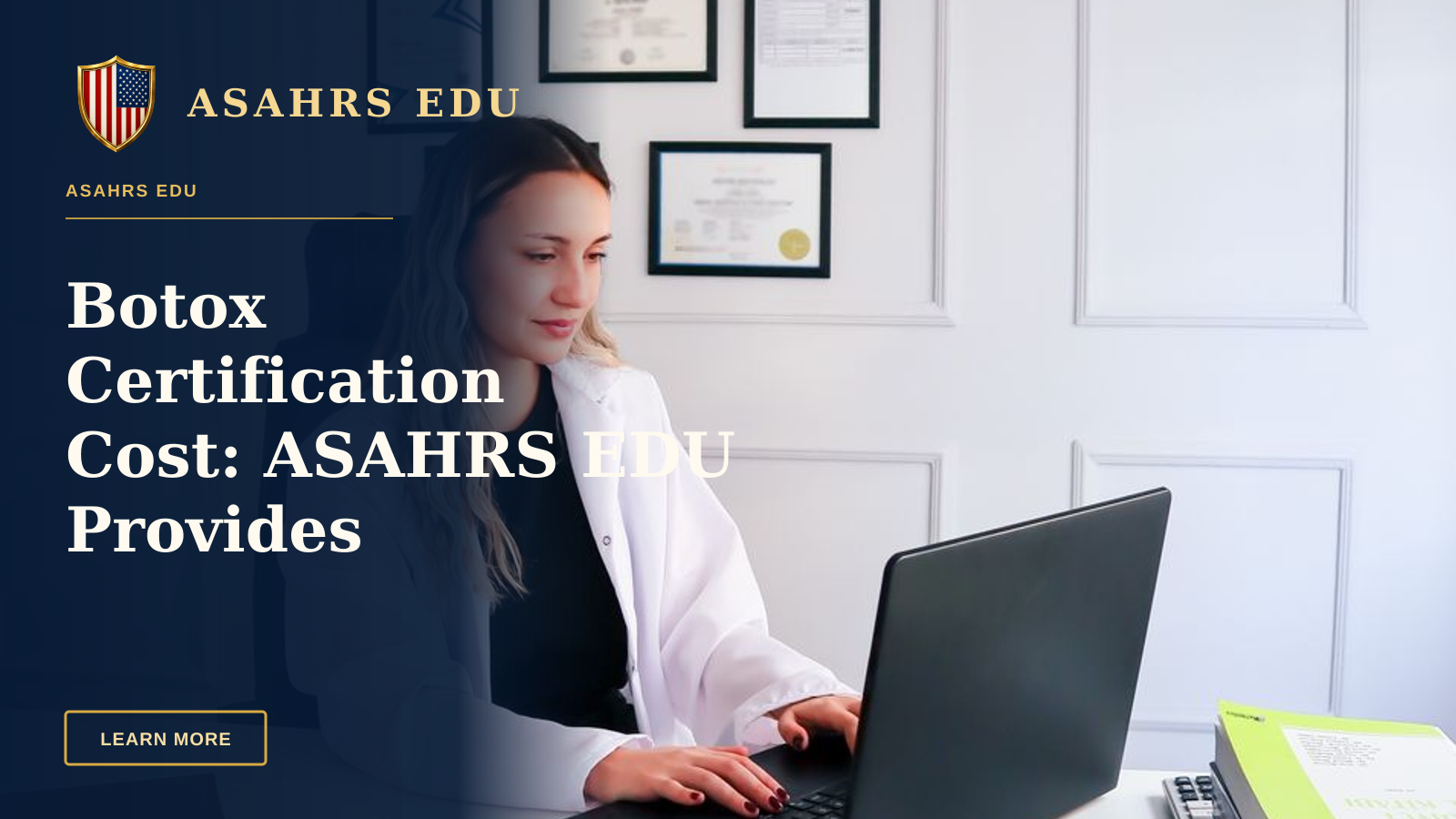 Botox Certification Cost: ASAHRS EDU Provides Transparent Value — Nutritionist working at desk with laptop and healthy fruits in office setting.