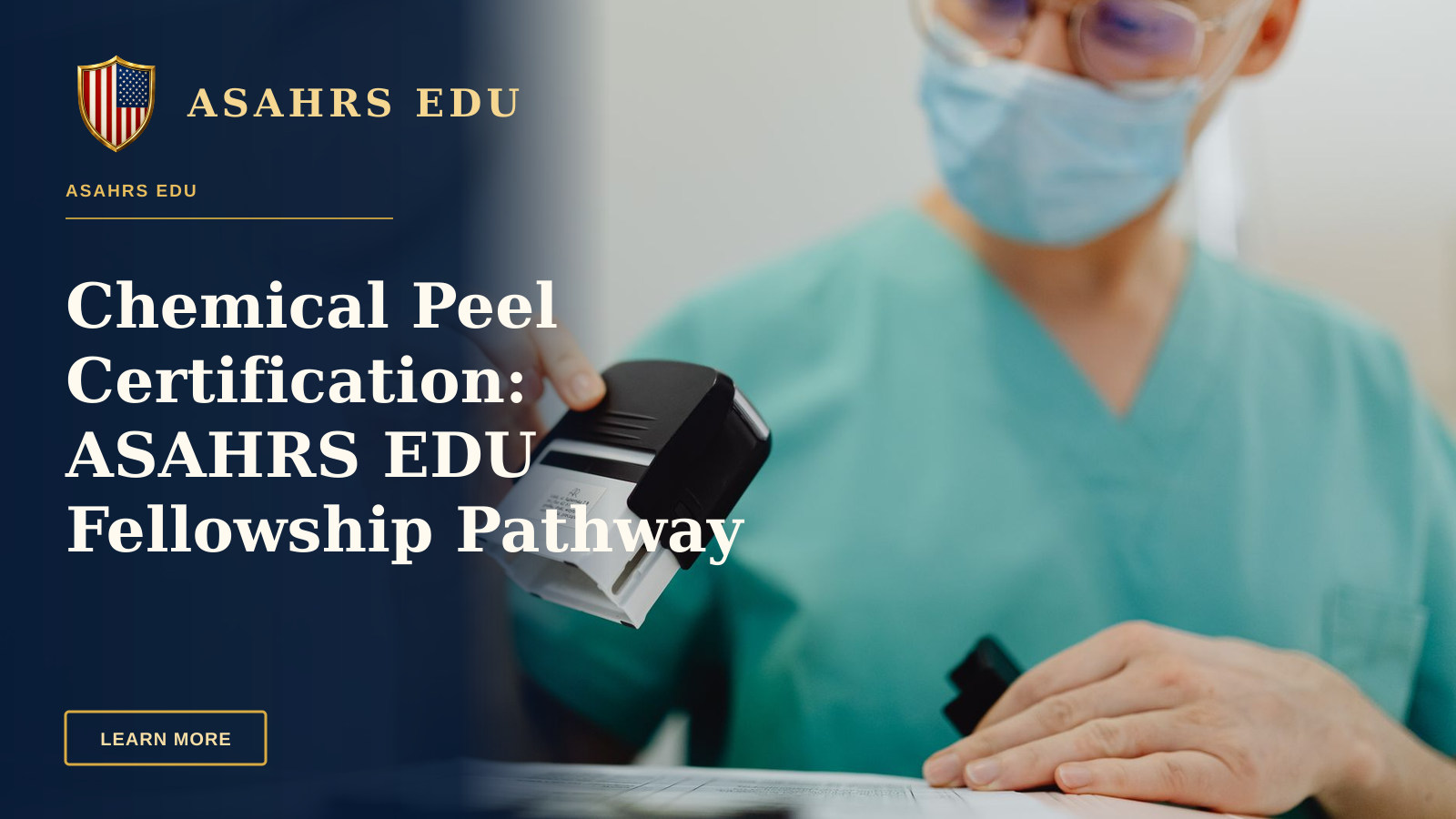 Chemical Peel Certification: ASAHRS EDU Fellowship Pathway — Healthcare worker stamping documents in a clinic setting, ensuring efficient workflow.